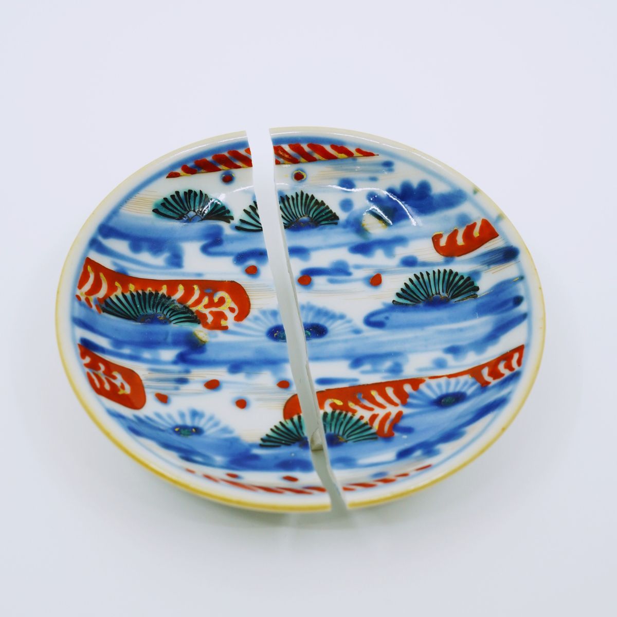 【金継ぎ用】色絵 若松文 小皿(2パーツ)