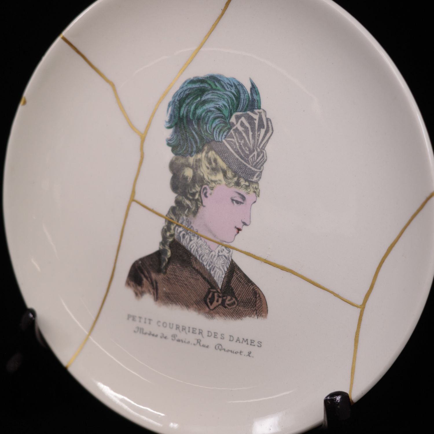 金継ぎ品 Gien 平皿 Mode de Paris 金消紛仕上げ【無料配送】