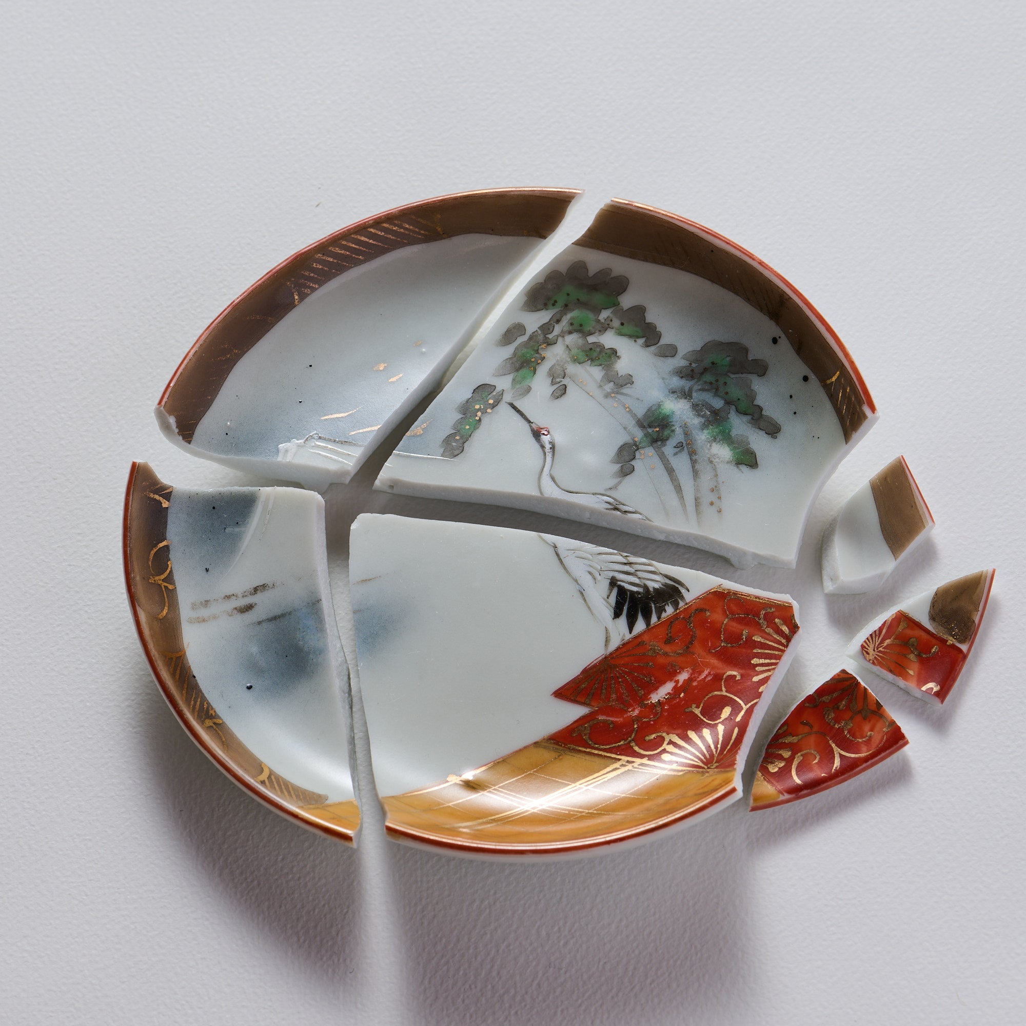 【金継ぎ用】伊万里焼 小皿 富士に鶴