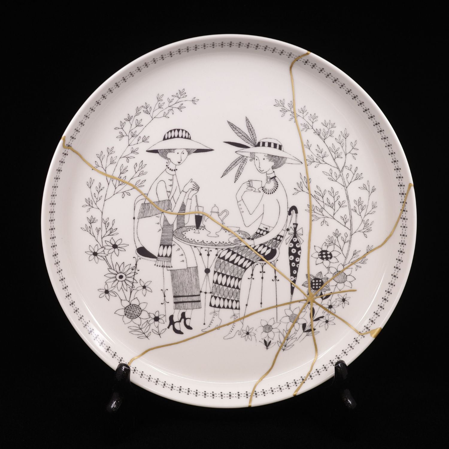 金継ぎ品 アラビア エミリア 平皿 金消紛仕上げ【無料配送】