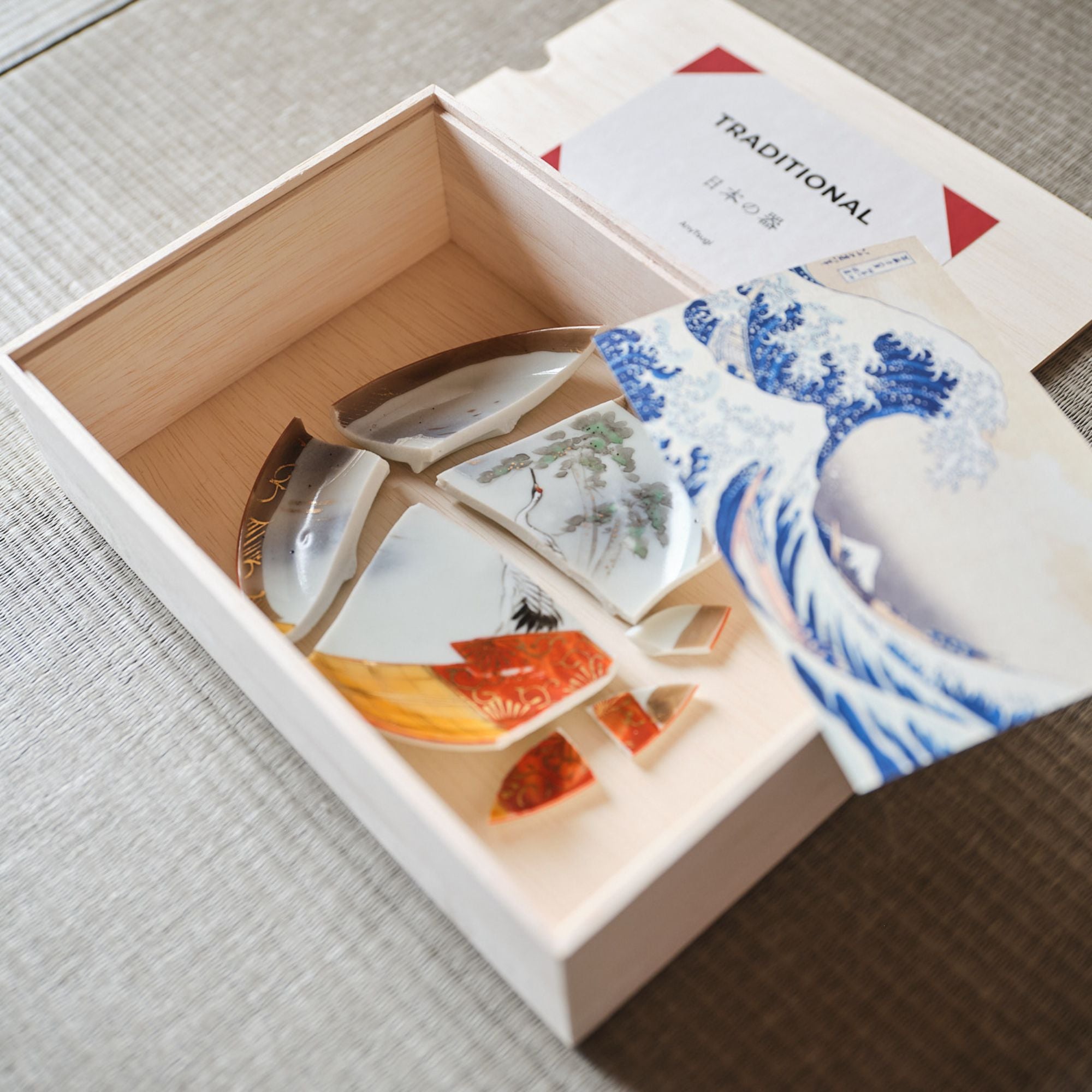 金継ぎキット PREMIUM  金0.1g 銀0.1g(日本の骨董割れ皿1枚付)