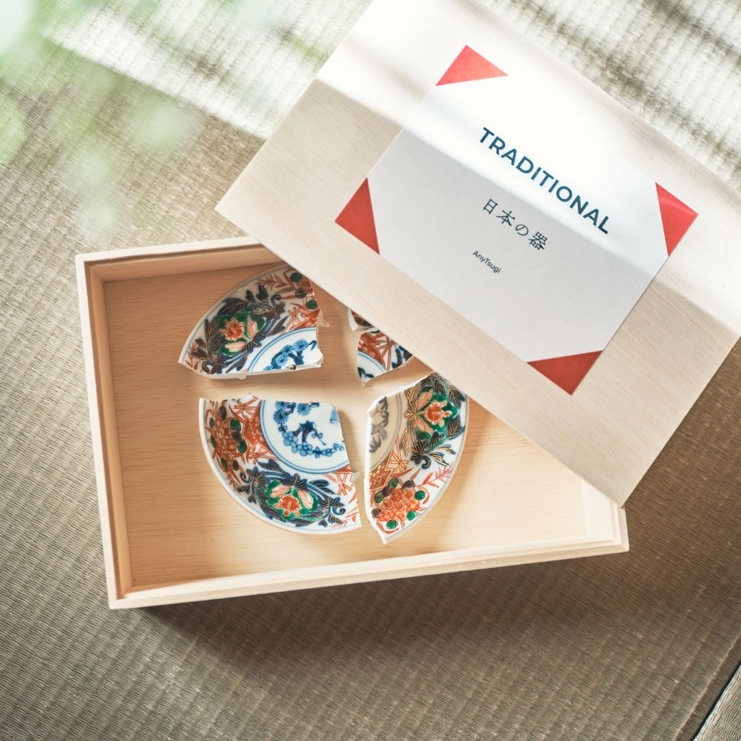 金継ぎキット TRADITIONAL 金0.1g (日本の骨董割れ皿1枚付属)